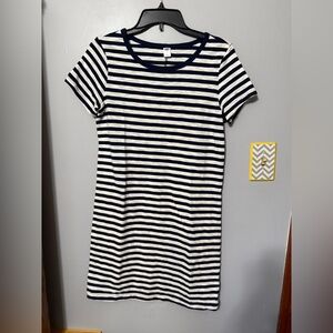 Old Navy Navy and White Striped Short-Sleeve Mini Dress